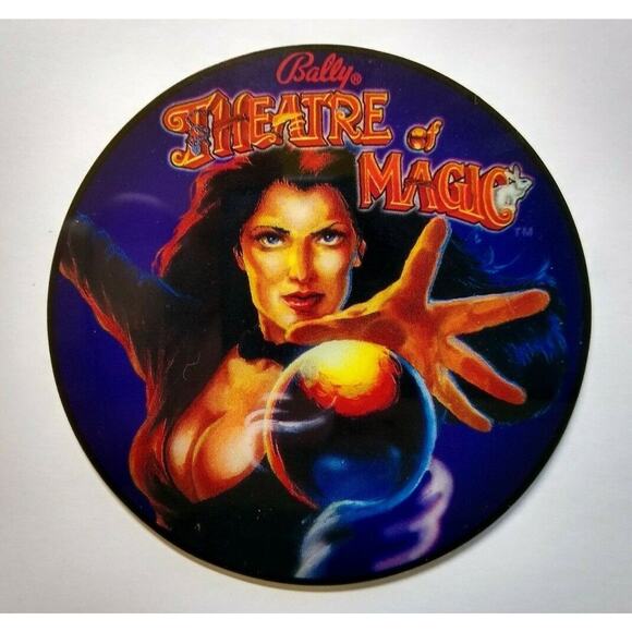 Theatre Of Magic Pinball COASTER Promo Original NOS Plastic Lady Magician - Picture 1 of 4
